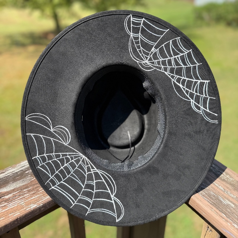Hand Painted Spiderweb Suede Fedora Hat